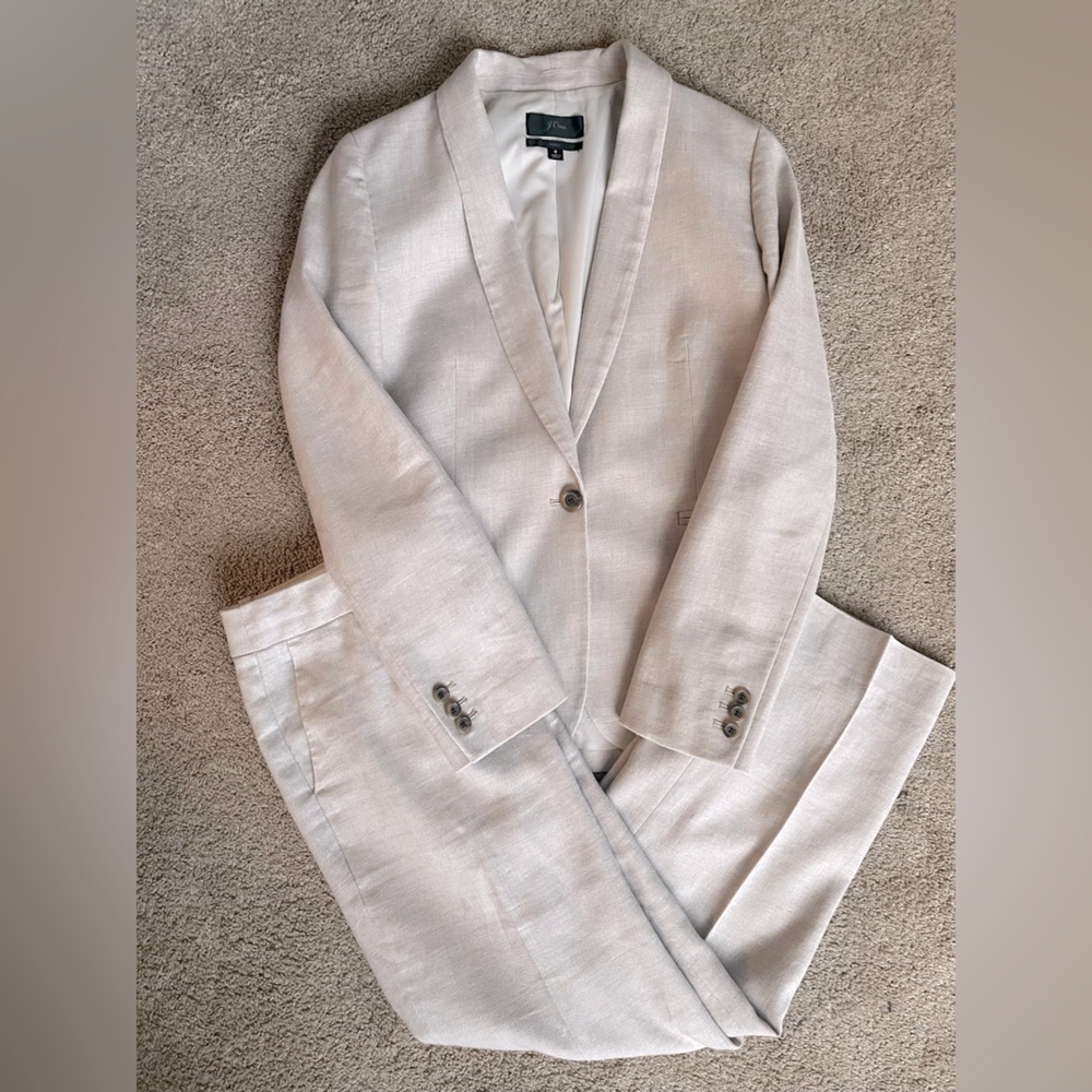 Full J. Crew two piece linen suit set size 8